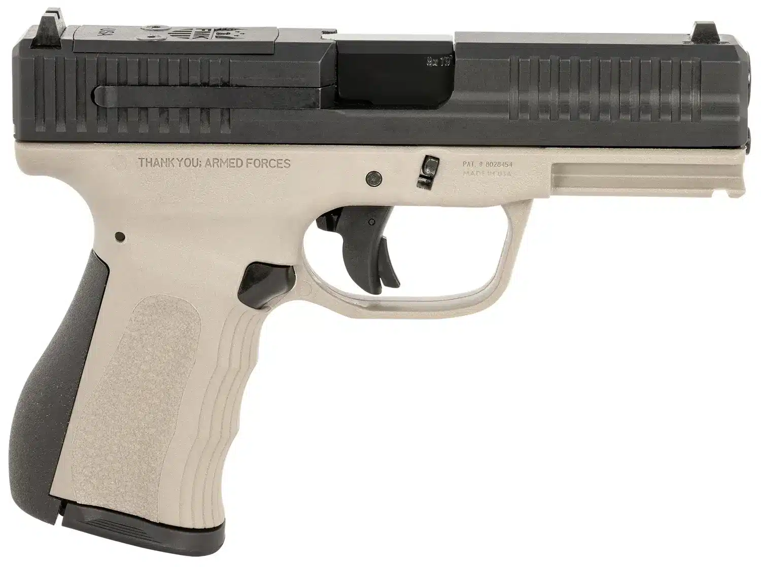 FMK FMKG49TG G3 9mm Luger 14+1 4" Stainless Steel Barrel, Black Optic Cut/Serrated Carbon Steel Slide, Titanium Gray Polymer Frame w/Picatinny Rail, Black Backstrap Grip