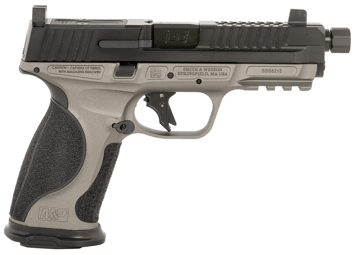 Ed Brown MPFTACT Fueled M&P Tactical 9mm Luger 19+1 4.75" Black Nitride Match Grade Threaded Barrel, Black Nitride Optic Cut/Serrated Stainless Steel Slide