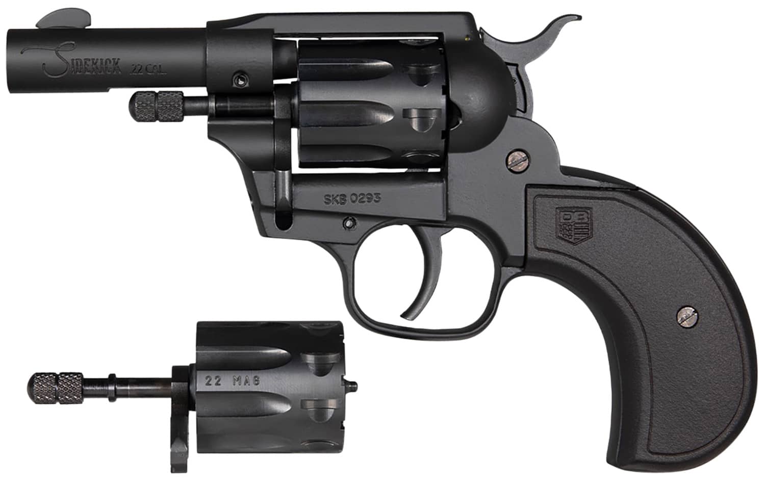 Diamondback DB0600A001 Sidekick 22 LR/22 Mag 9 Shot 3" Black Cerakote Steel Barrel & Cylinder, Zinc Alloy Frame, Black Birdshead Polymer Grip, Hammer Safety, Exposed Hammer