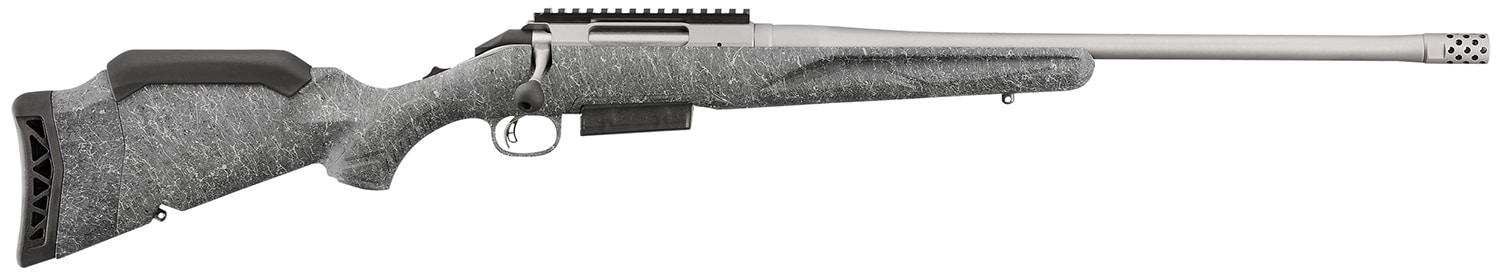 Ruger 46905 American II Full Size 450 Bushmaster 3+1 20" Gun Metal Gray Cerakote Threaded Barrel & Alloy Steel Receiver w/Picatinny Rail, Gray Splatter Adj LOP Synthetic Stock