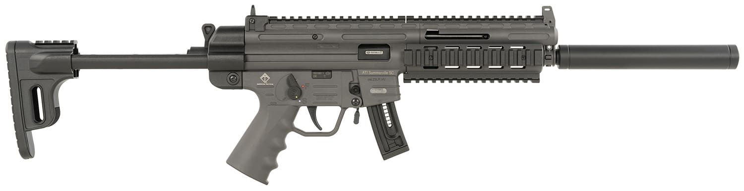 ATI GERGGSG1610S GSG-16 22LR 10+1 16.25" Black Non-Threaded Barrel, Smoke Gray Picatinny Rail Polymer Receiver, M-LOK Handguards, Collapsible w/Storage Compartment Black Synthetic Stock, Smoke Gray P